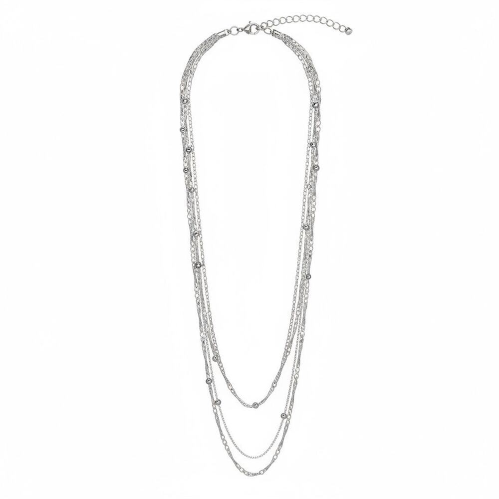AND NOW THIS Silver Plated Layered Chain Necklace 18” Adjustable New